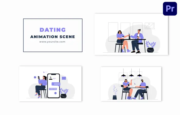 Dating Scene Flat Design Character Animation